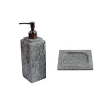 Kit Banheiro Bancada Lavabo Luxo em Pedra Sabão N02 Prata