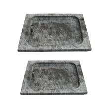 Kit Pratos Quadrado Raso Servir Porção em Pedra Sabão P e G