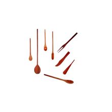 Kit Culinário De Pau Madeira Colher Espátula Garfo Faquinha