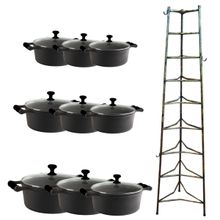 Jogo Caçarola de Silicone Preto T/V 16 ao 32cm e Paneleiro