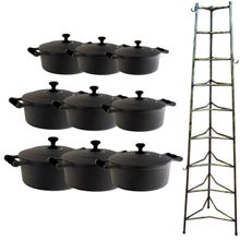 Jogo Caçarola de Silicone Preto T/F 16 ao 32cm e Paneleiro