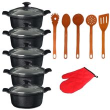 Jogo Panela Preto Cerâmica Talher Laranja Javali AAL 16A24Cm