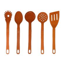 Jogo Conjunto de Talheres Nylon Utensílios Laranja 5 Peças