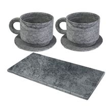 Kit 2 Xícaras de Café com Pires Pedra Sabão Servir Decorar