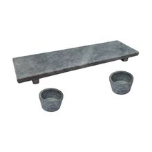 Kit Tabua Gourmet 25x7cm e 2 Molheiras 50ml em Pedra Sabão