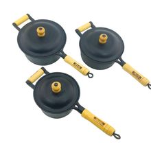 Jogo 3 Caçarolas De Ferro Fundido e Cabo Madeira Tampa Ferro