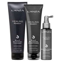 Lanza Kit Healing Remedy For Scalp Balancing Cleanser 266ml+cond 250ml+treatment 100ml