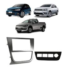 Moldura 2 Din VW Gol/Voyage/Saveiro G5 Suporte C/ 4 Botões Prata (Japonês/Chinês) - (4284)