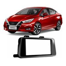 Moldura 2 Din Nissan Versa 2021 Black Piano C/ Friso Prata (Padrão Japonês/Chinês) - (4277)