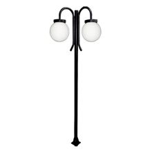 Poste Luminária Globo P Duplo Braço Curvo Cima Preto 200cm