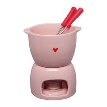 Conjunto Para Fondue De Porcelana Lamour Rosa 5 Peças 300ml Hauskraft
