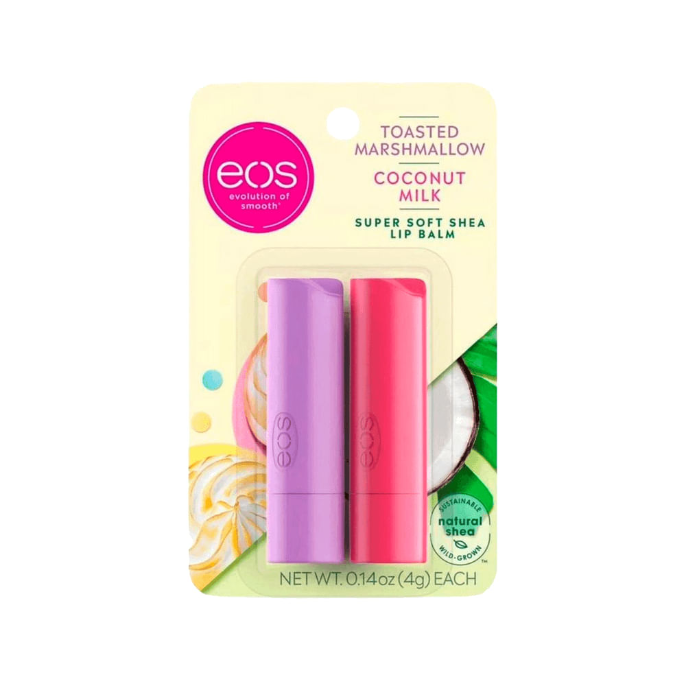 Kit Eos Lip Balm Toasted Marshmallow 4g + Coconut Milk 4g Shop Coopera