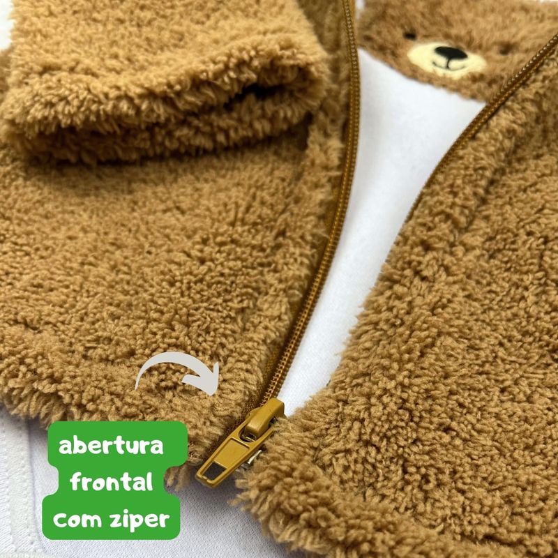 Kit Conjunto Roupa Bebê Menino Menina Casaco Ted com Body Manga Longa e  Calça Suedine Ursinho Fofinho SB21959