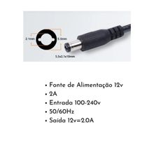 Fonte 12v 2a Bivolt Para Fita Led Plug P4 Adapter Automática