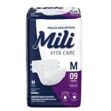 Fralda Geriátrica Mili Vita Tamanho M  1 Pacote com 9 fraldas c/ Super Gel Absorvente