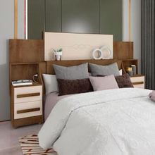 Cabeceira para Cama Box Regulável RV Móveis Síria com 2 Gavetas - Freijó/Off White