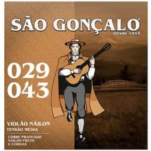 Encordoamento para Violão .029 Tensão Média São Gonçalo 154 em Nylon Preto - 6 Cordas