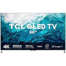 Smart TV QLED 98" 4K TCL Google TV 98C735 UHD, Dolby Vision IQ +Atmos, Dual Band, Comando de voz à distância, Google Assistant e Design Sem Bordas
