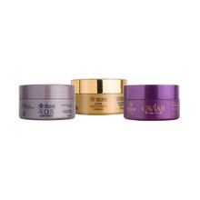 Kit Cronograma com máscaras de nutrição hidratação e SOS