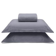 Jogo de Cama Buettner Queen Malha 100% Algodao Liso 3 Peças Image Cinza