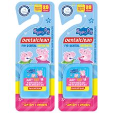 2 FIO DENTAL INFANTIL - PEPPA PIG - 20M - AZUL - DENTALCLEAN