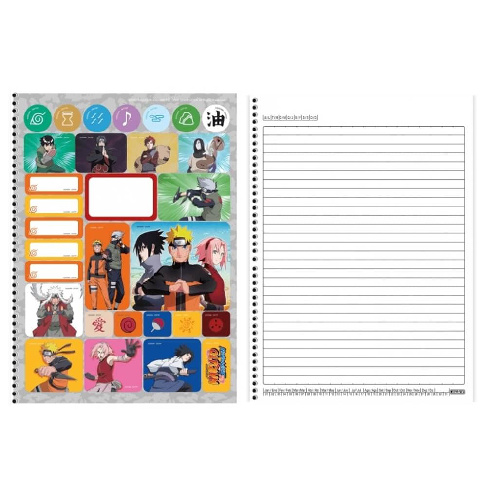 Caderno Espiral Univ Naruto Shiippuden Hokage 1Mat 80 Fls SD