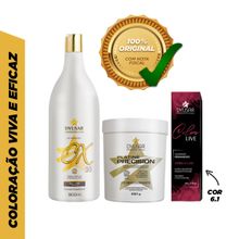 Kit Pó Descolorante de 250 g + Ox de 30 vol + Coloração 6.1
