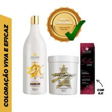 Kit Pó Descolorante de 250 g + Ox de 20 vol + Coloração 6.0