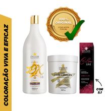 Kit Pó Descolorante de 250 g + Ox de 10 vol + Coloração 5.1