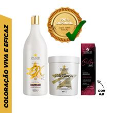 Kit Pó Descolorante de 250 g + Ox de 10 vol + Coloração 6.0