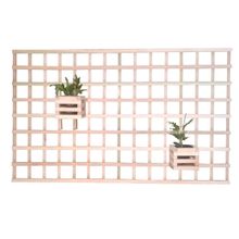 Painel Vertical Floreira Treliça 140x80cm (75x75) Bordas Fechadas Com 2 Cachepot 15cm NeonX Natural Sem Pintura