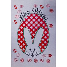 Pano De Prato Lomaer Sacaria Pascoa 50cmx70cm Estampado Coelho 0B Branco