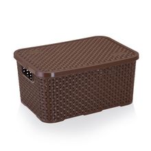 Cesto Organizador Rattan Grande Com Tampa 16 Litros