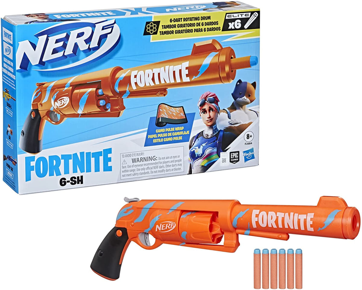 Nerf do fortnite colorida azul escuro com roxo