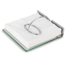 Porta-guardanapo Forma Slim 2719/E em Inox e Vidro - 19 cm