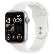 Apple Watch SE GPS + Cellular Caixa Prateada de Alumínio 44 mm Pulseira Esportiva Branca