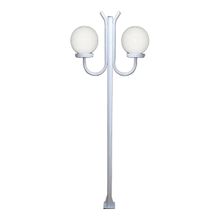 Poste Luminária Globo G Duplo Braço Curvo Cima Branco 200cm