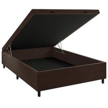 Base Box de Casal Portobel Noah com Baú e Revestimento em Tecido Poliéster 40x138x188cm - Marrom