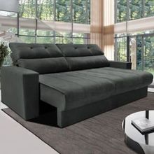 Sofá 3 lugares Cama inBox Clean com assento Retrátil e encosto Reclinável em tecido Velusoft com 170 cm de largura