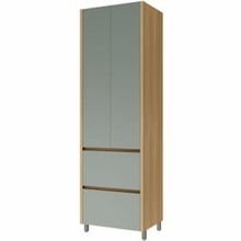 Paneleiro Nesher Rainha em MDF 15mm com 2 Portas, 2 Gavetas e 3 Prateleiras - 70cm de largura - Nature/Verde