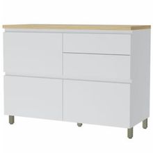 Balcão Nesher Rainha em MDF 15mm com 1 Porta, 4 Gavetas e 1 Prateleira - 120cm de largura
