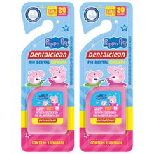 2 FIO DENTAL INFANTIL - PEPPA PIG - 20M - ROSA - DENTALCLEAN
