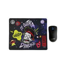 Combo Mouse E Mousepad Enaldinho - OEX Teen   - Preto Mc106