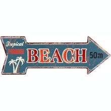Placa Decorativa Seta Metal Azul Retro 16X25X,2Cm