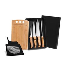 Kit Para Cozinha Em Bambu/Inox Com Avental - 6 Pçs Welf