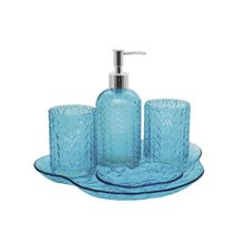 Kit para Banheiro Leaf Azul 5 Peças Hauskraft