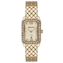 Relógio Seculus Feminino Ref: 23711lpsvdb1 Retangular Dourado