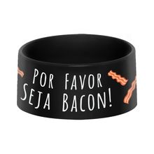 Comedouro para cães e gatos, Beek Geek&#039s Stuff, modelo QUE SEJA BACON, Preto