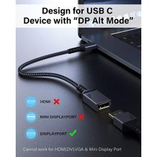 Cabo Adaptador Usb Type-C X Displayport Macho Alta Kabu