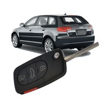 Chave Canivete Capa Oca Carcaça 3 Botões Audi A3 Até 2012